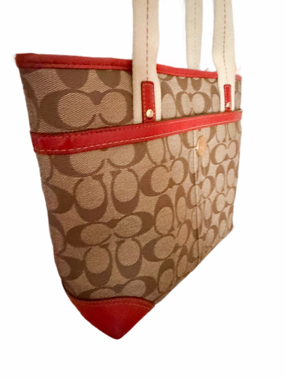 Coach Heritage Stripe Signature Tote- brown C canvas great condition ❤️ - Picture 8 of 16